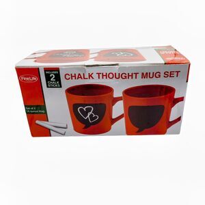 2 Chalk Thought Coffee Mugs 14 Oz Cups Includes Chalk Write Message Front